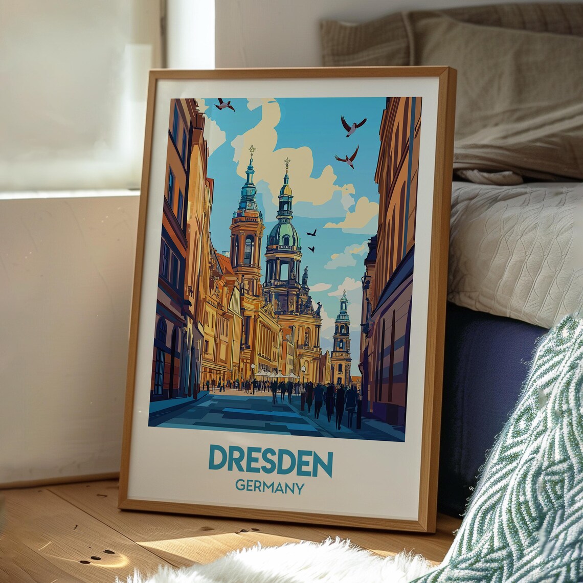 Dresden Germany Frauenkirche Old Town Street Scene Travel Poster - Image 3