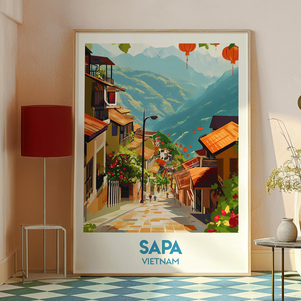 Sapa Vietnam Lantern Street Mountain Valley Old Town Travel Poster - Image 2