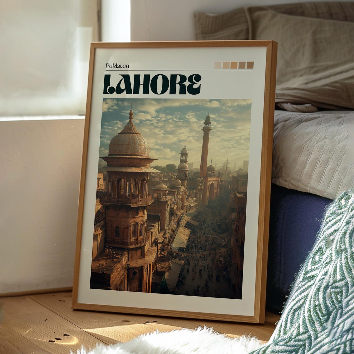 Lahore Pakistan Historic Old City Bazaar Domes Minarets Poster - Image 3