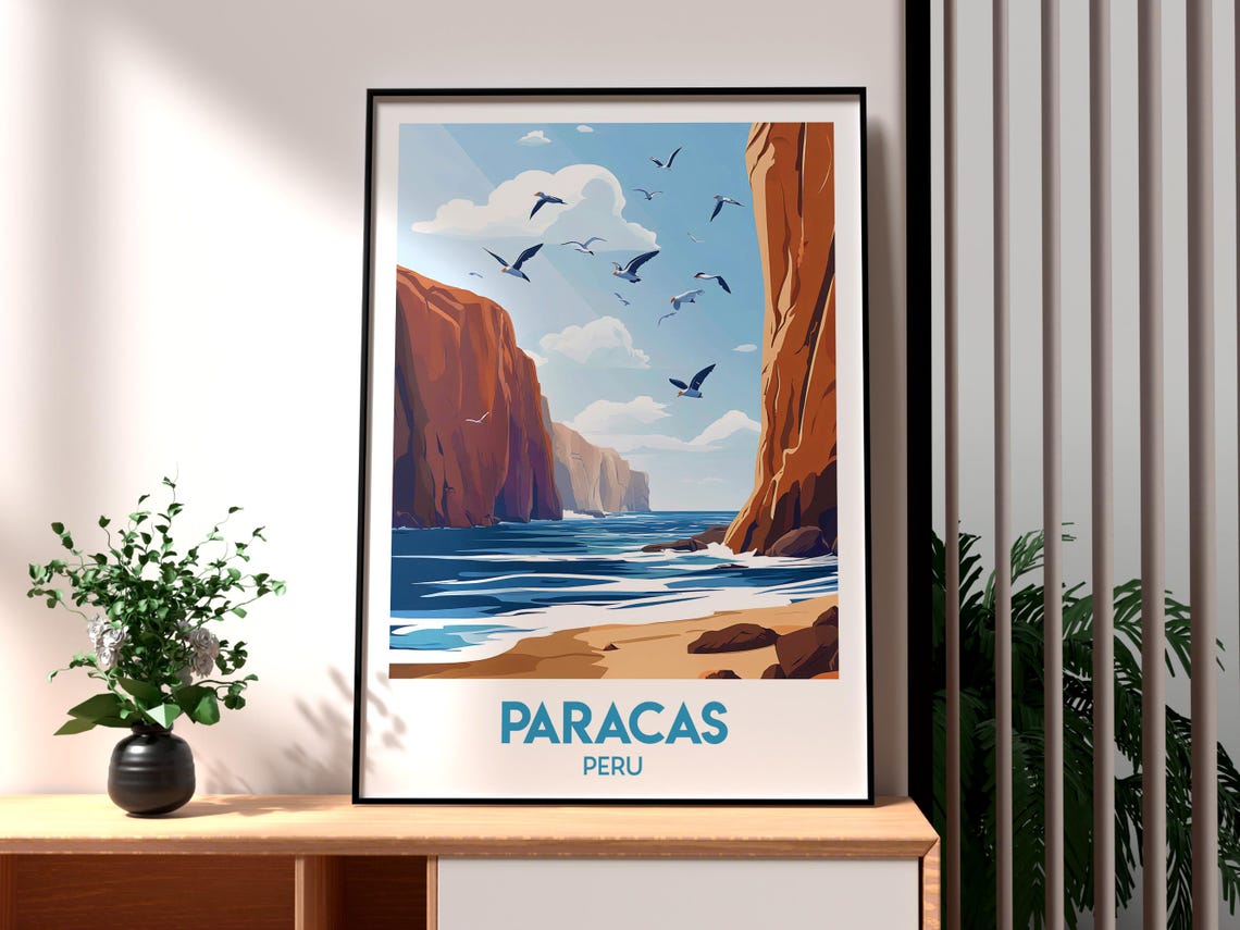 Paracas Poster Art Peru Travel Print Wall Backpacking South America