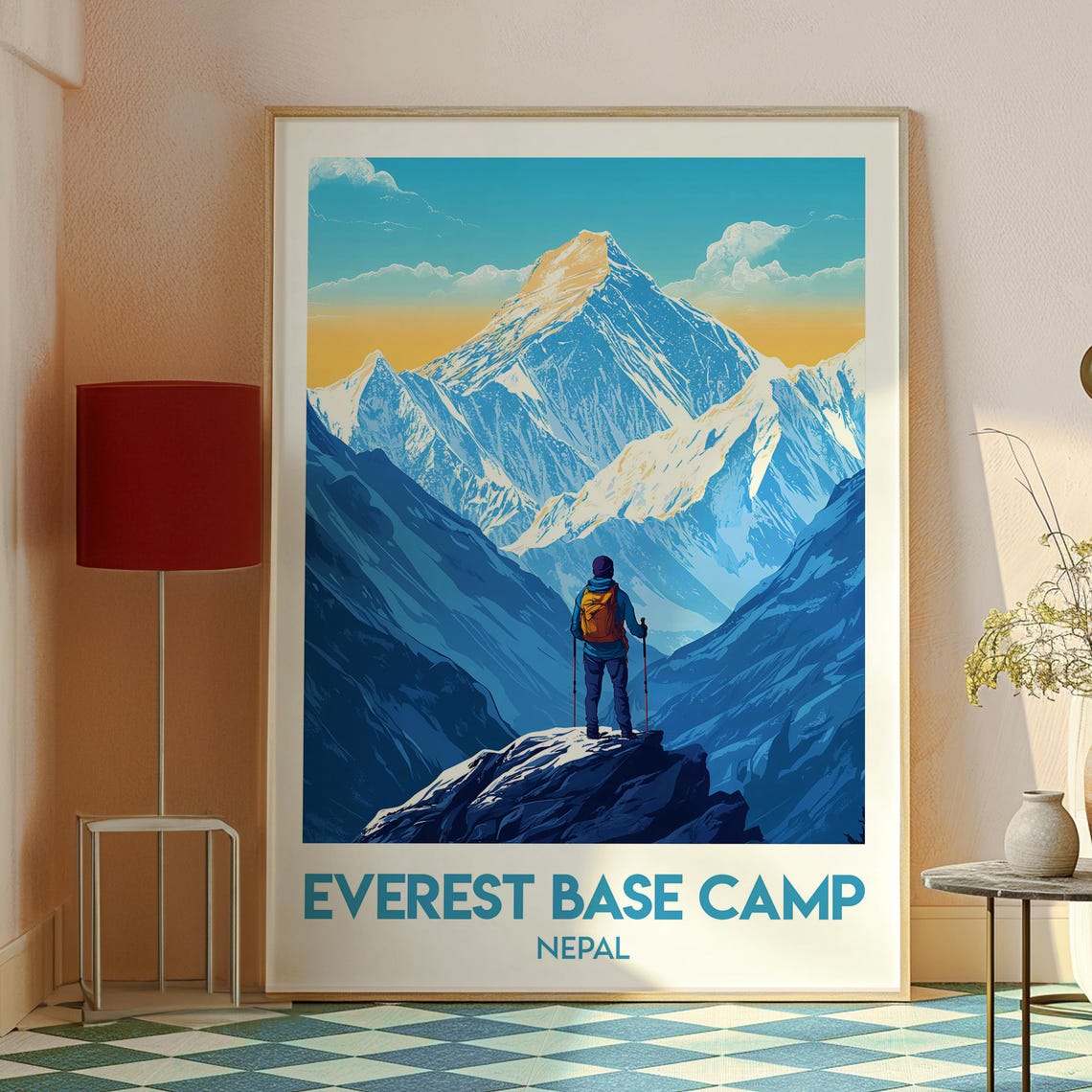 Everest Base Camp Nepal Hiker Mountain Summit Trekking View Poster - Image 2