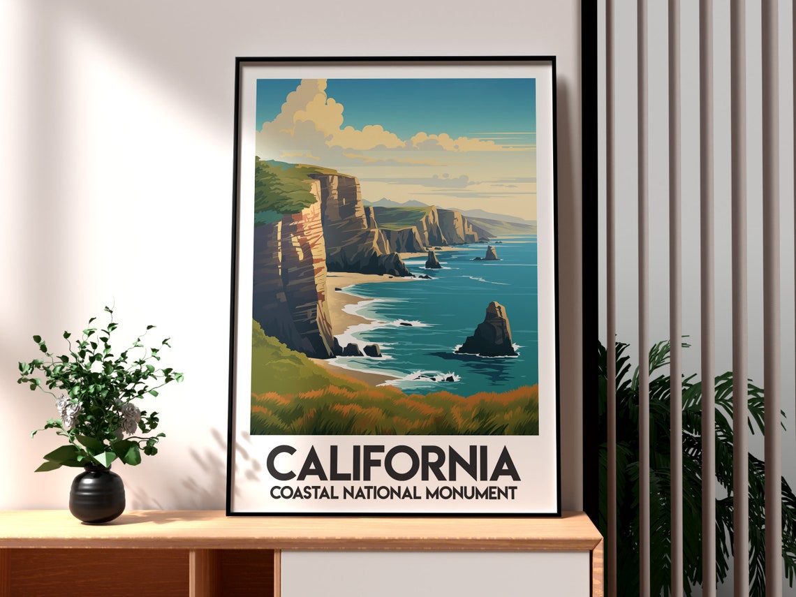 California Coastal National Monument Sea Cliffs Travel Poster