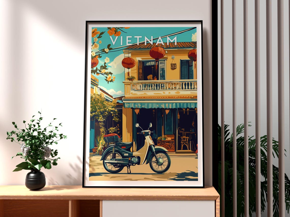 Vietnam Print Wall Art Hanoi Poster Travel Backpacking Ho Chi Minh Ha Giang