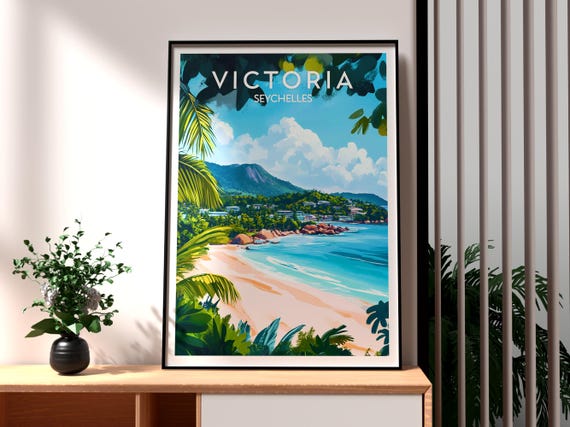 Victoria Poster Seychelles Print Travel Art Africa The Wall Beach