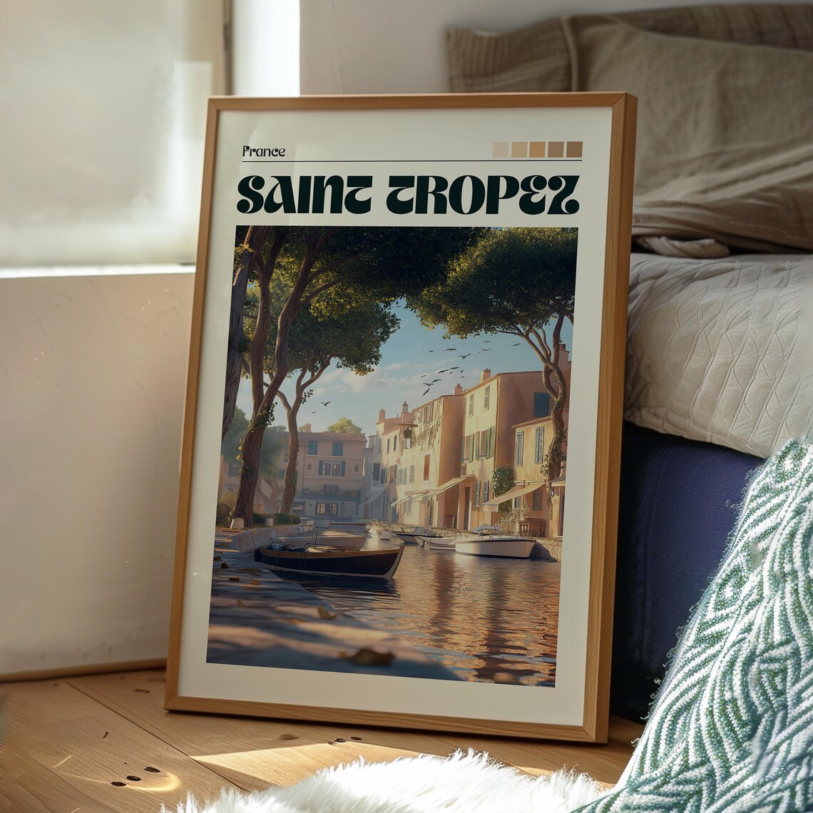 Saint Tropez France Old Harbor Sailboats Vintage French Riviera Poster - Image 3