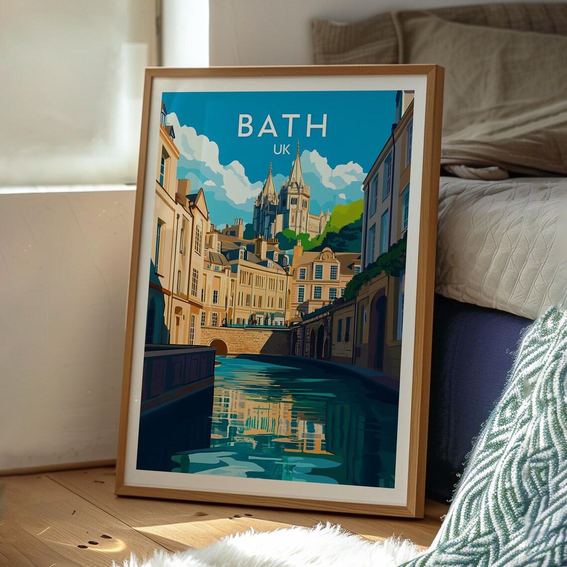 Bath UK Abbey Georgian Street River Vintage City Travel Poster - Image 3