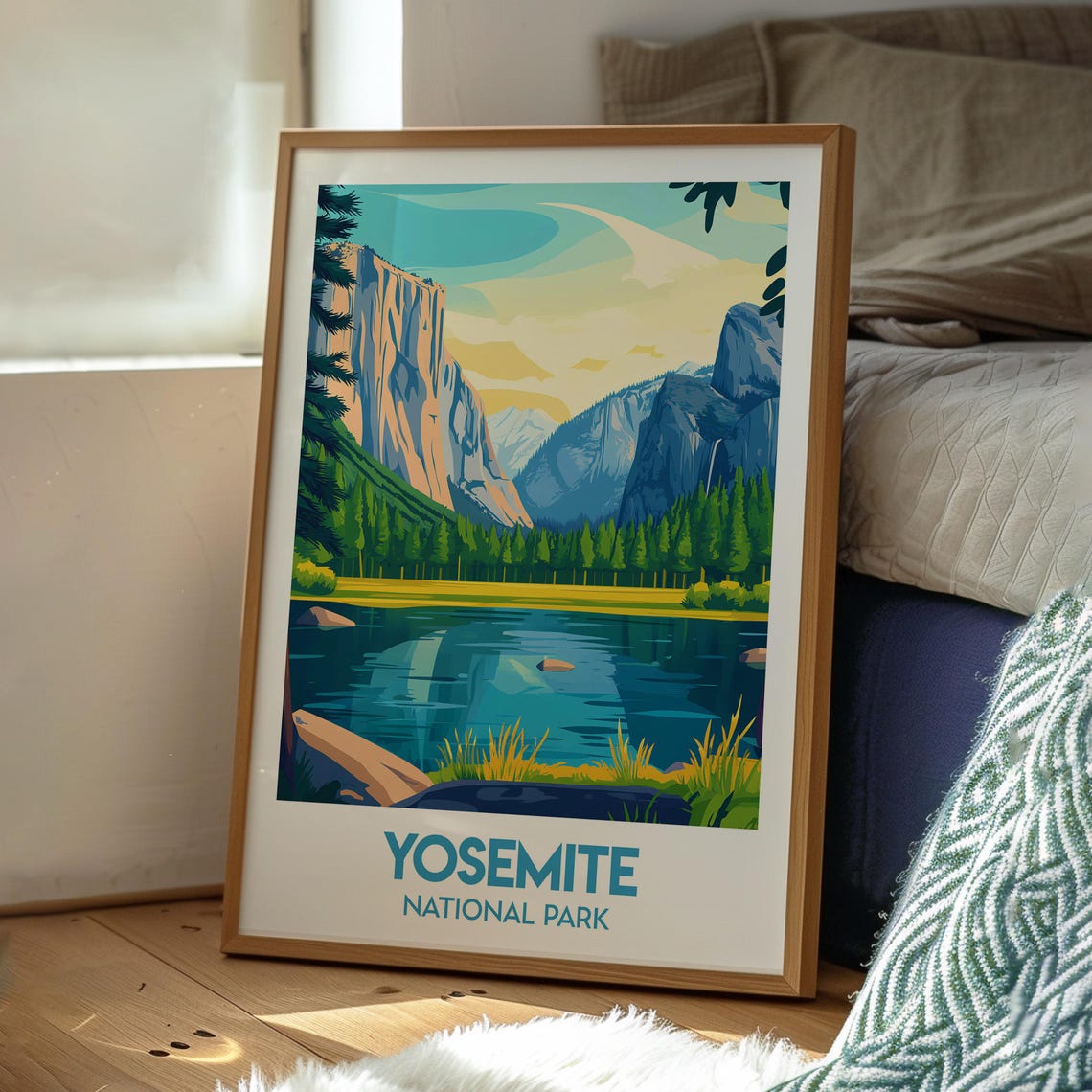 Yosemite National Park Valley Cliffs Lake Vintage Travel Poster - Image 3