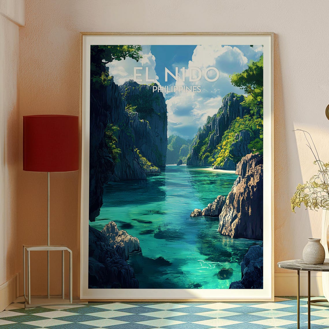 El Nido Philippines Turquoise Lagoon Karst Cliffs Travel Poster - Image 2