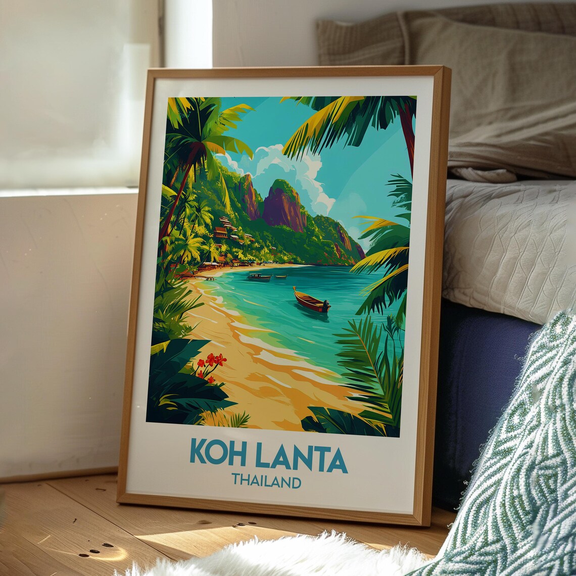 Koh Lanta Thailand Tropical Beach Longtail Boat Travel Poster - Image 3