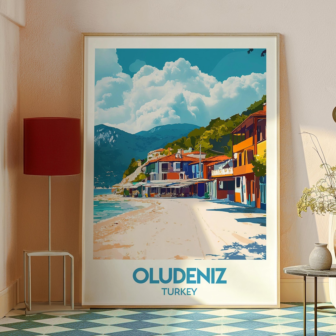 Oludeniz Turkey Blue Lagoon Beach Vintage Travel Illustration Poster - Image 2