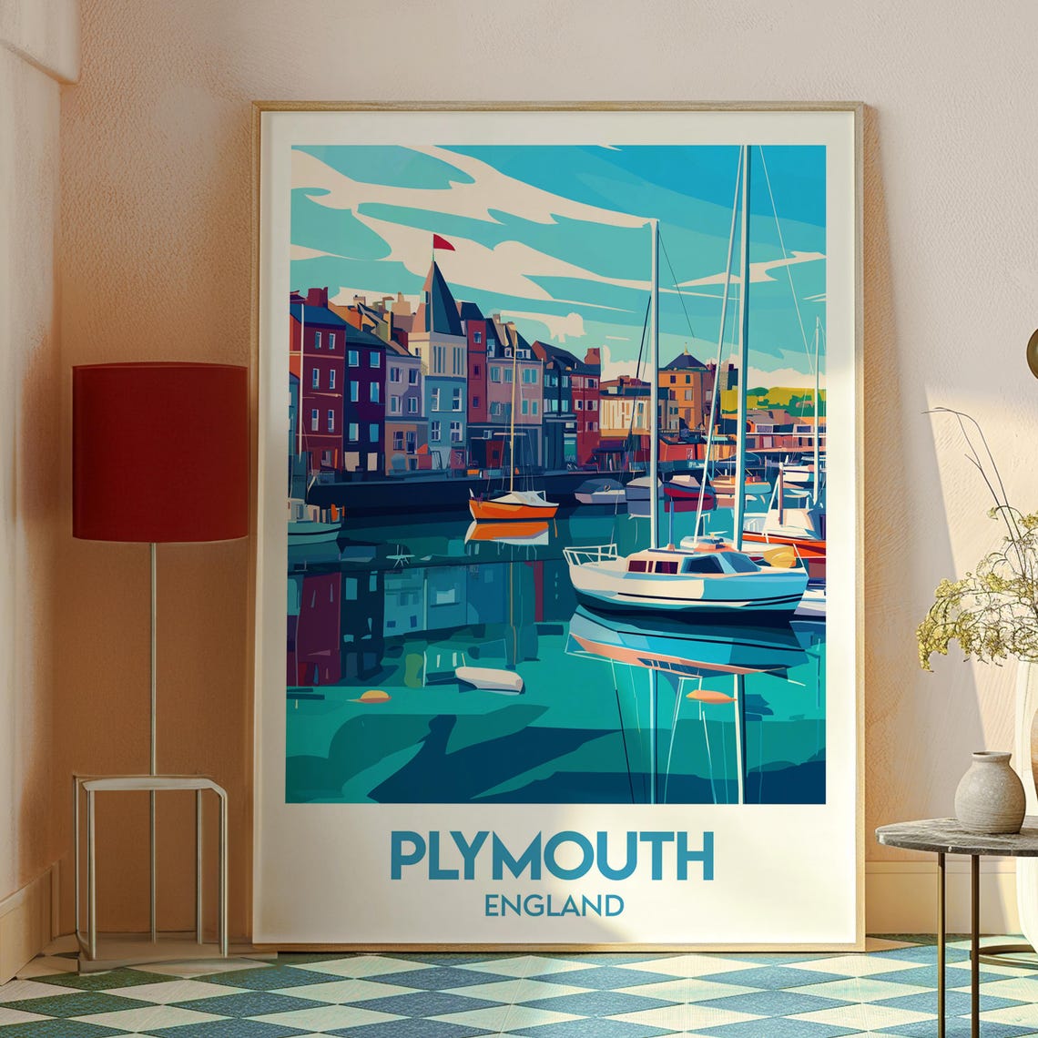 Plymouth Devon Coast Harbour Travel Poster - Image 2