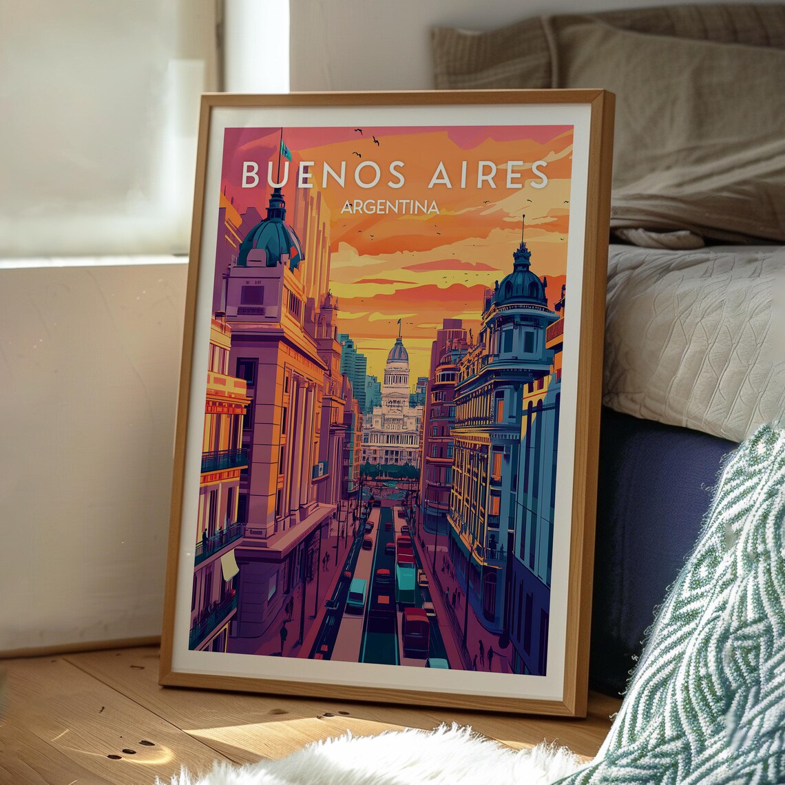 Buenos Aires Argentina Sunset Avenue Grand Domes Travel Poster - Image 3