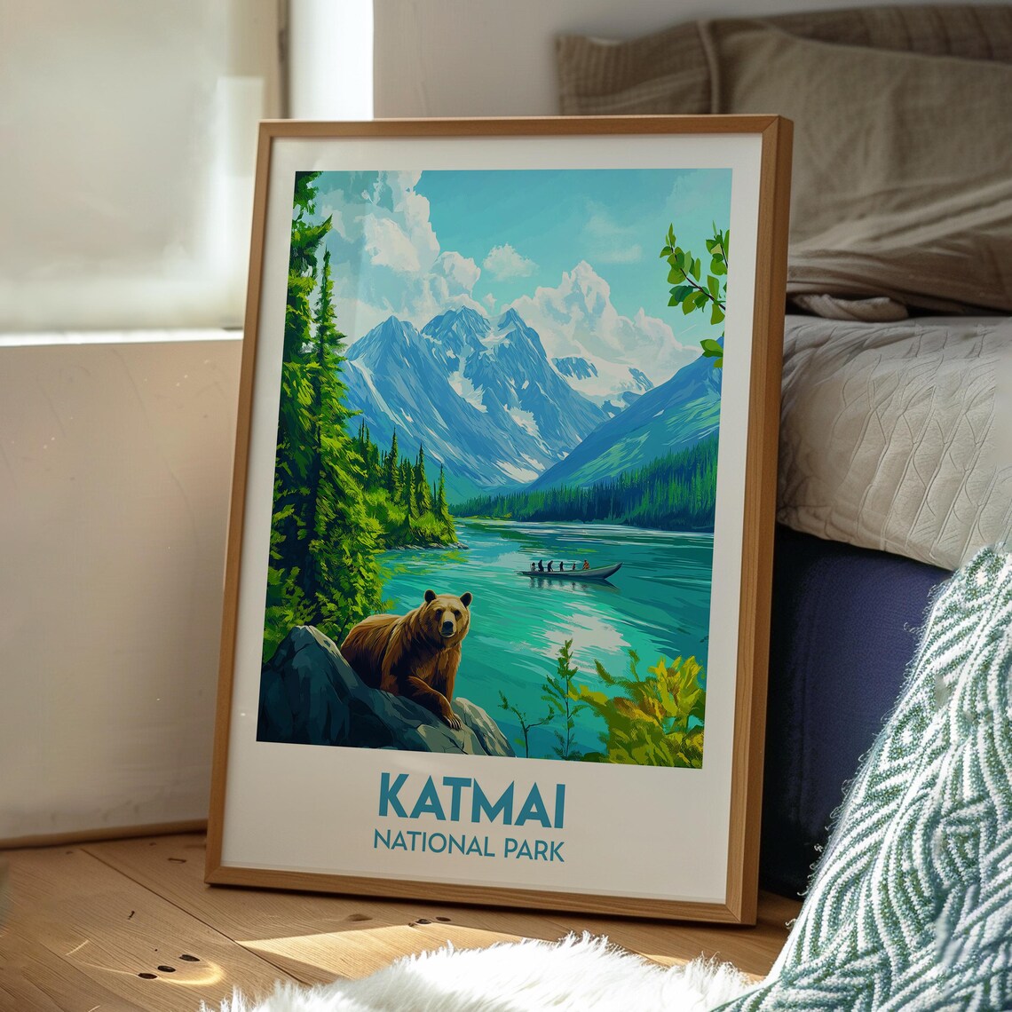 Katmai National Park Alaska Brown Bear Lake Glacier Peaks Poster - Image 3