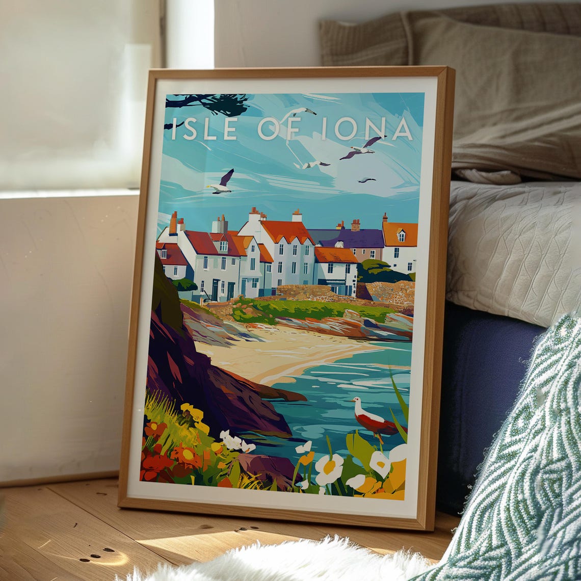 Isle of Iona Scotland Coastal Village Seagulls Sparkling Cove Poster - Image 3