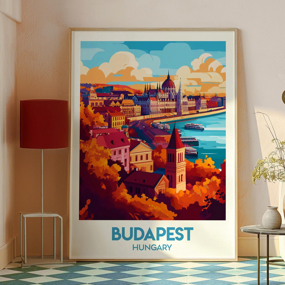 Budapest Hungary Parliament Danube River Sunset Travel Poster - Image 2