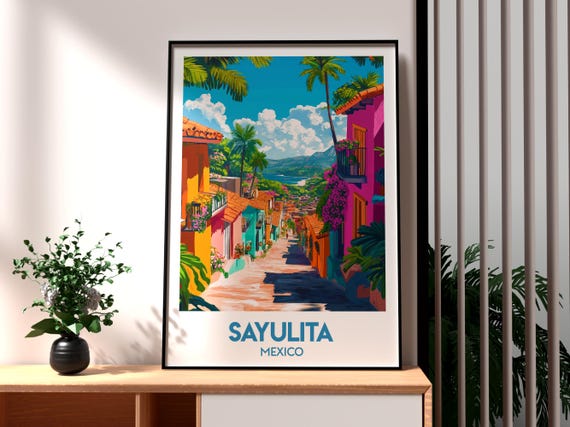 Sayulita Print Mexico Wall Art Beach Poster Travel Surfing