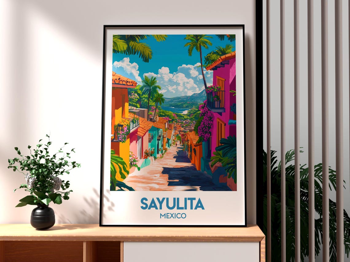 Sayulita Print Mexico Wall Art Beach Poster Travel Surfing