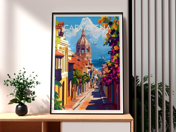 Cartagena Poster Art Colombia Travel Print Wall Backpacking South America