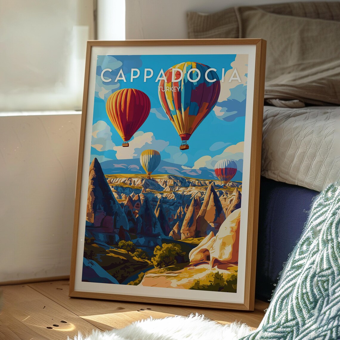 Cappadocia Turkey Hot Air Balloons Fairy Chimneys Travel Poster - Image 3