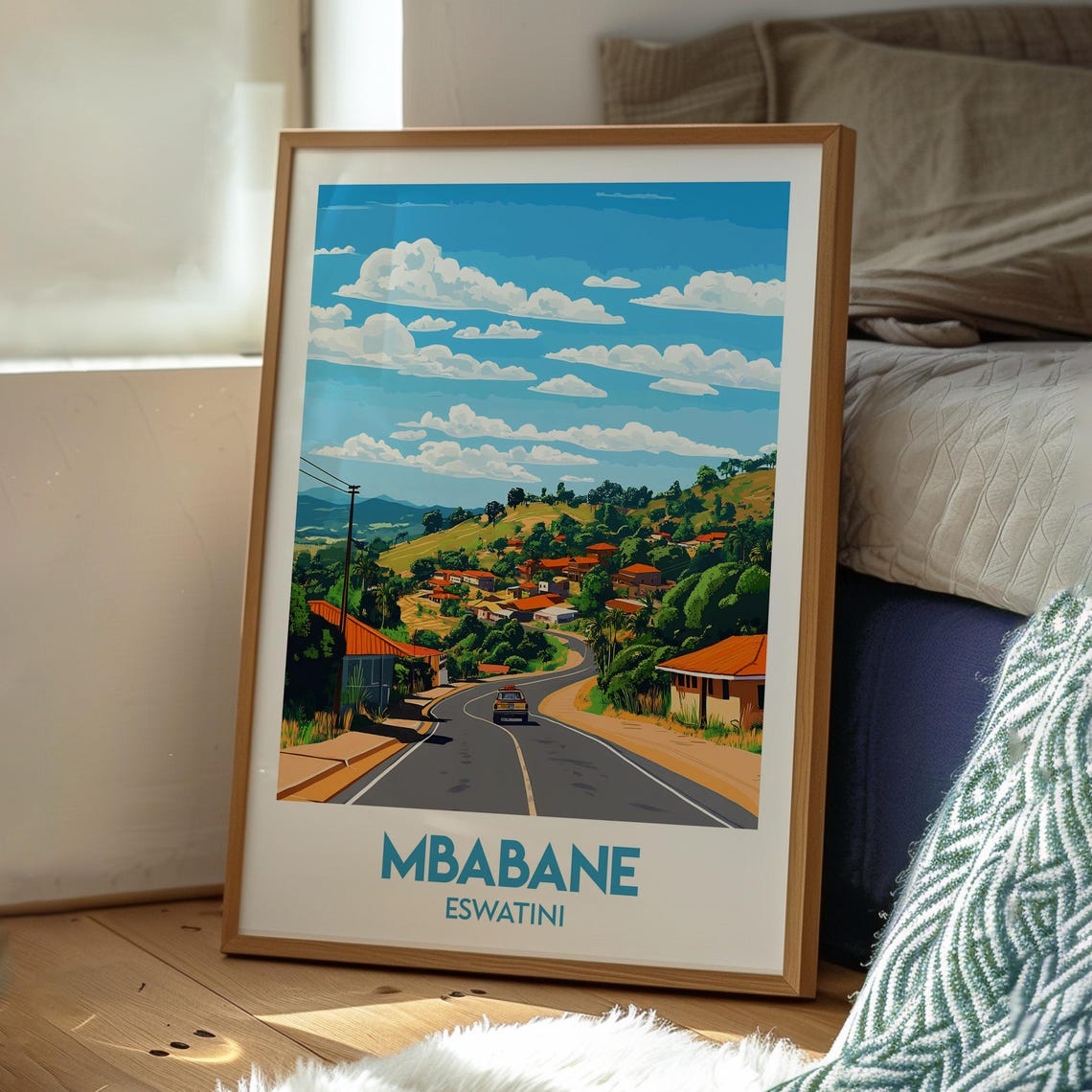Mbabane Eswatini Hillside Town Winding Road African Travel Poster - Image 3