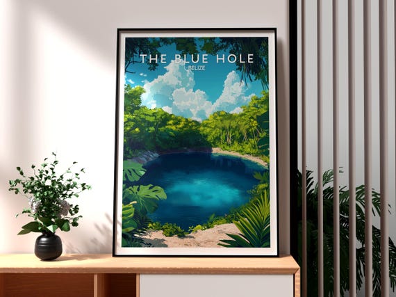 The Blue Hole Print Belize Wall Art Coast Travel Central America