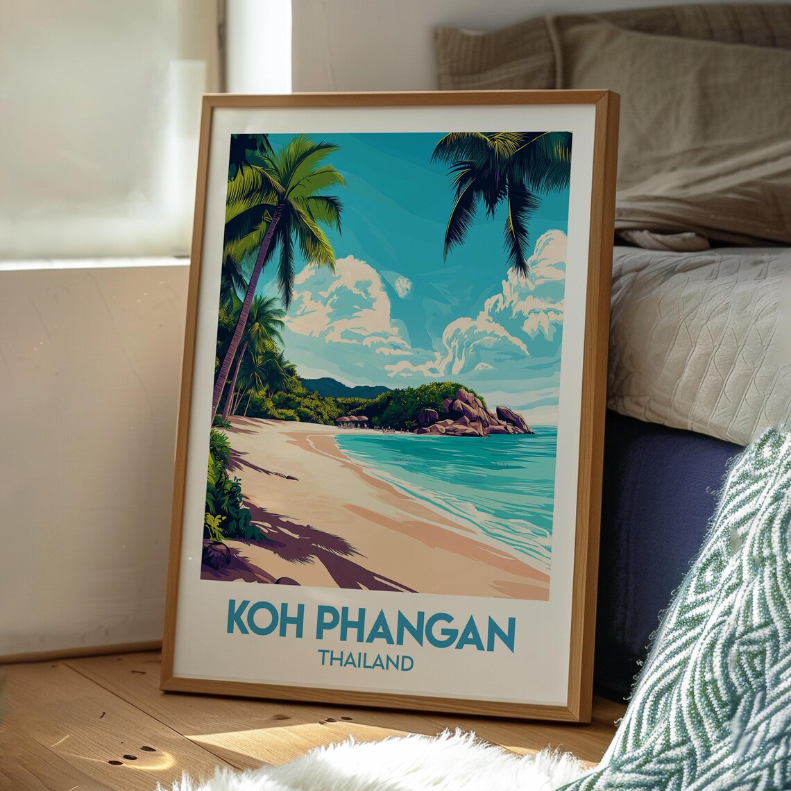 Koh Phangan Thailand Tropical Island Beach Palms Turquoise Sea Poster - Image 3