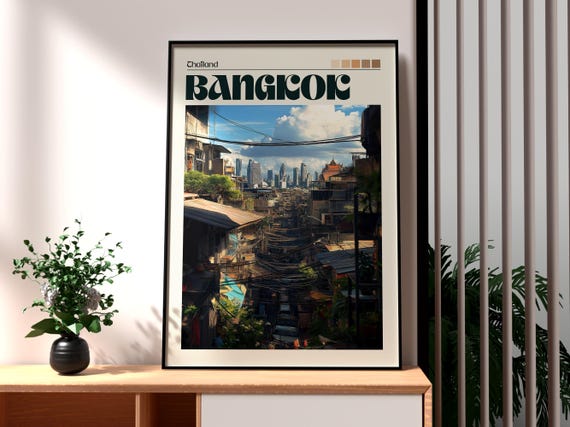 Bangkok Travel Print Thailand Wall Art City Street Poster Backpacking Gift For Traveller