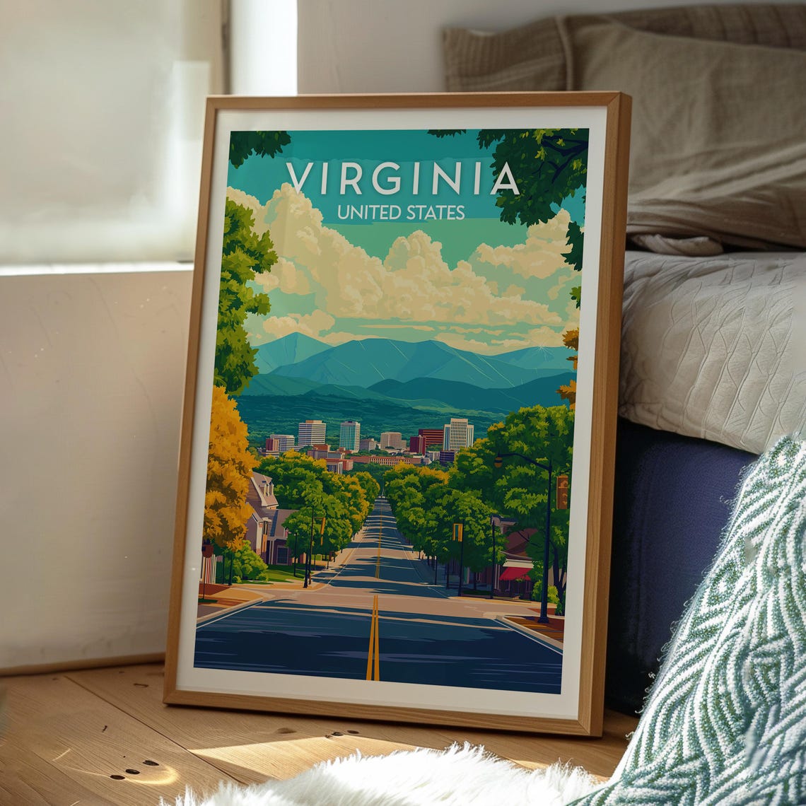 Virginia United States Tree Lined Avenue Mountain City Poster - Image 3