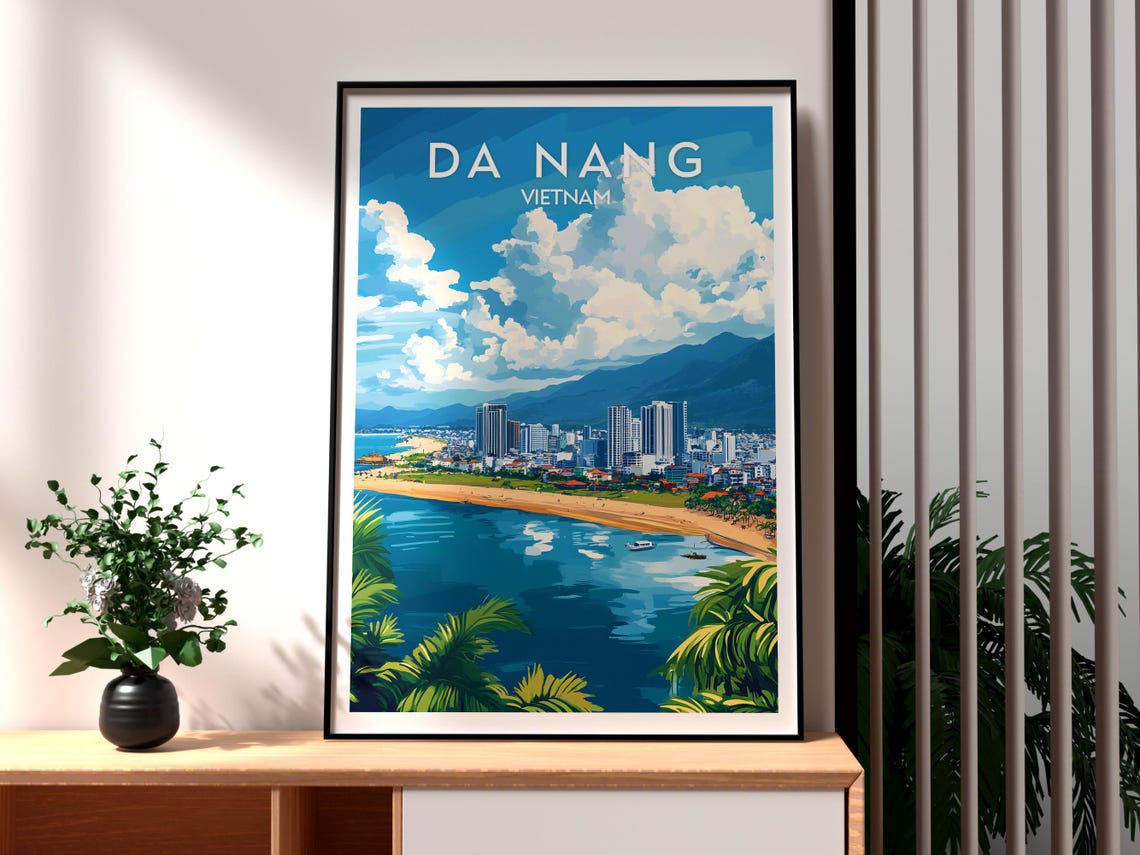 Da Nang Print Vietnam Wall Art Poster Travel Coastal Se Asia Backpacking