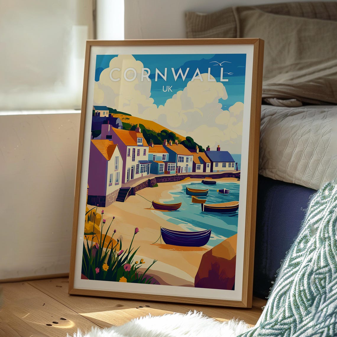 Cornwall England Fishing Harbour Boats Seaside Travel Poster - Image 3