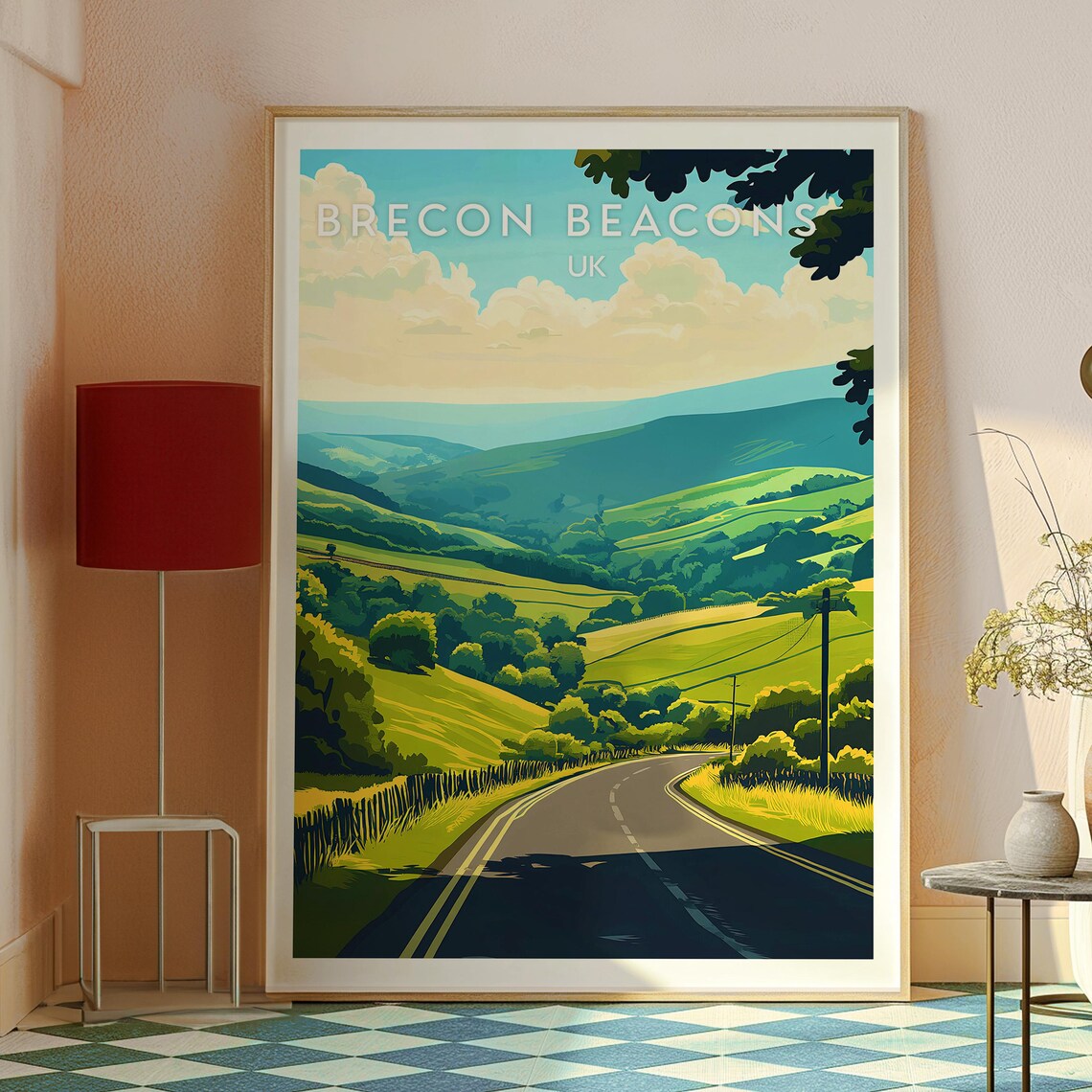 Brecon Beacons Wales Rolling Lush Green Hills Road Travel Poster - Image 2