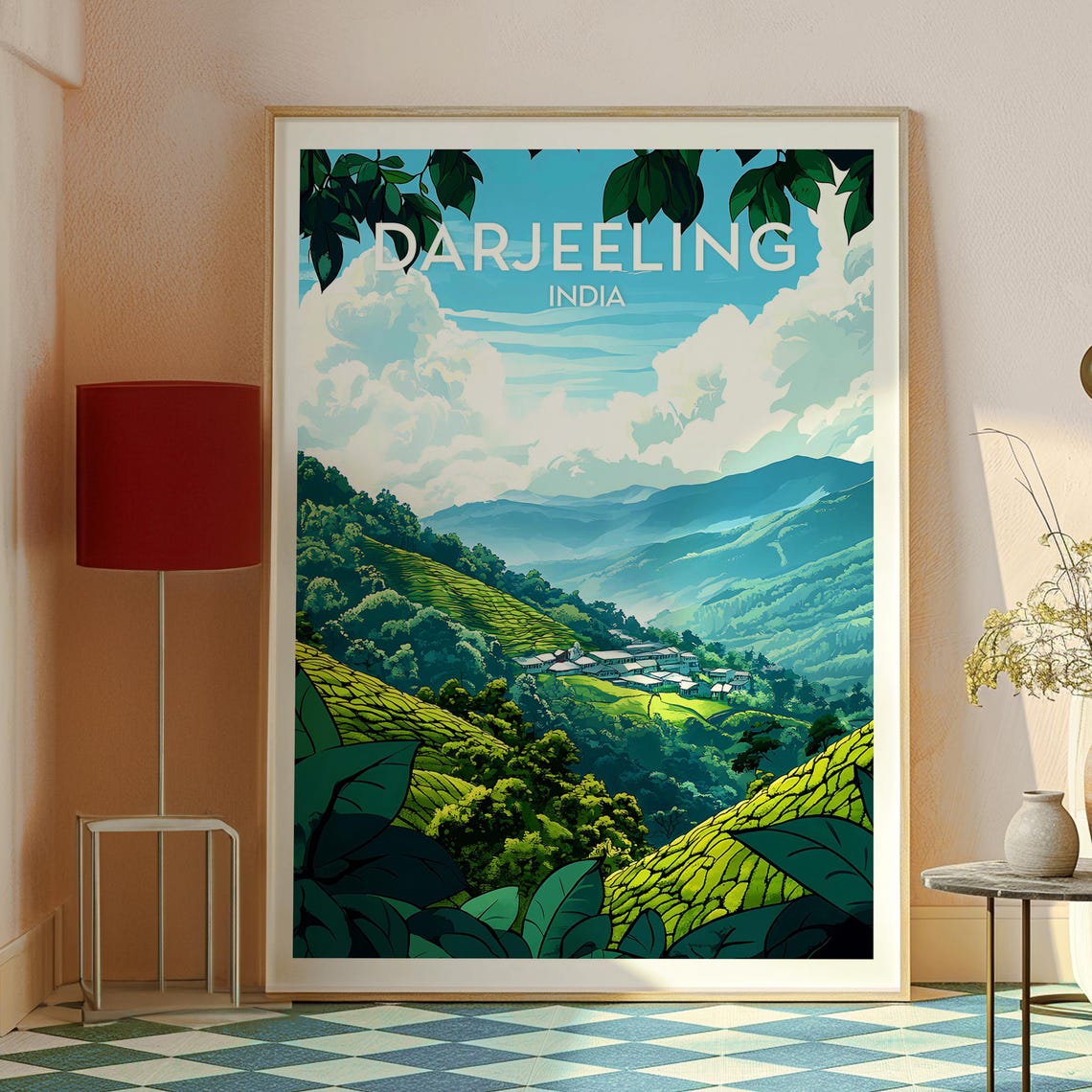 Darjeeling India Lush Green Tea Garden Hillside Vista Poster - Image 2
