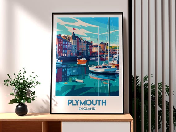 Plymouth Devon Coast Harbour Travel Poster