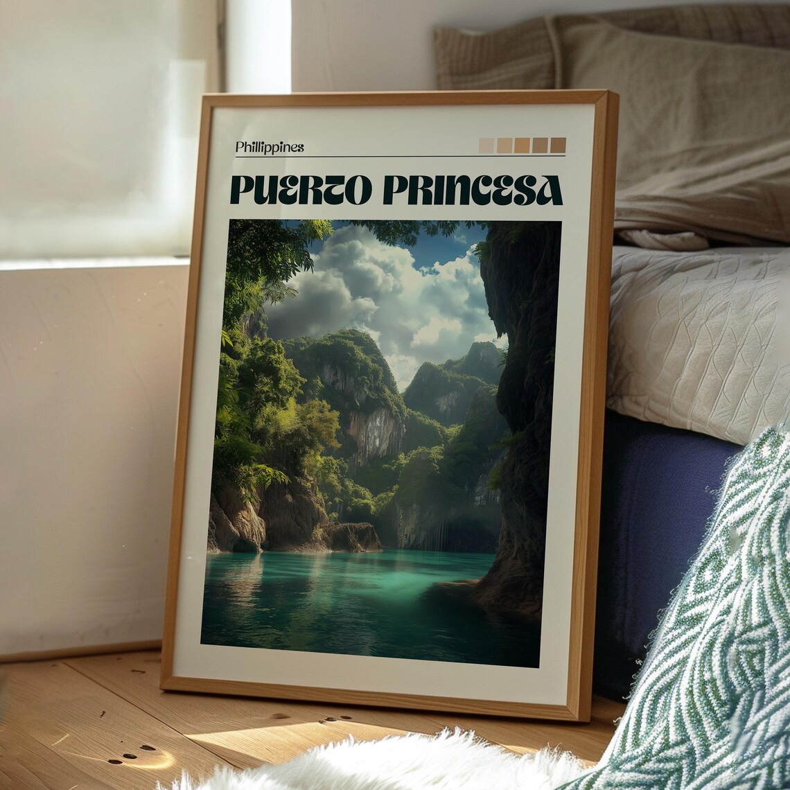 Puerto Princesa Philippines Jungle Lagoon Scenic Retro Travel Poster - Image 3