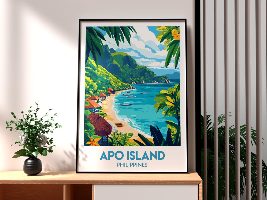 Apo Island Philippines Tropical Beach Lagoon Coastline Poster
