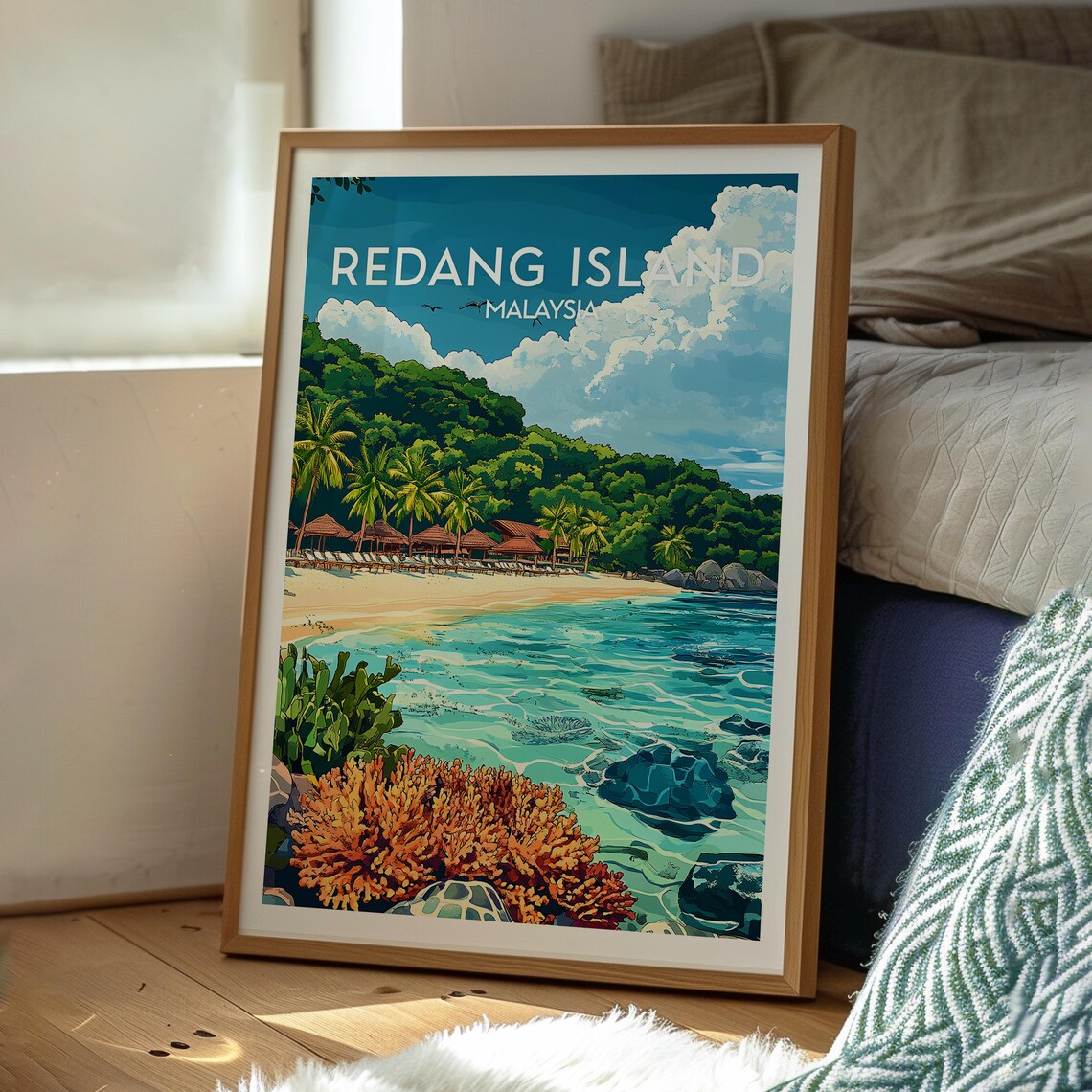 Redang Island Malaysia Coral Reef Tropical Beach Travel Poster - Image 3