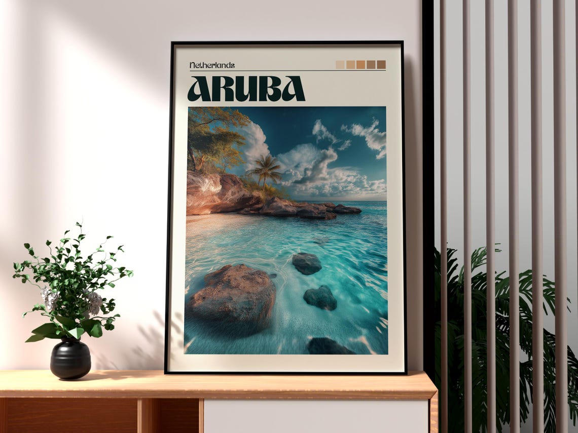 Aruba Travel Print The Caribbean Wall Art Beach Gift For Traveller