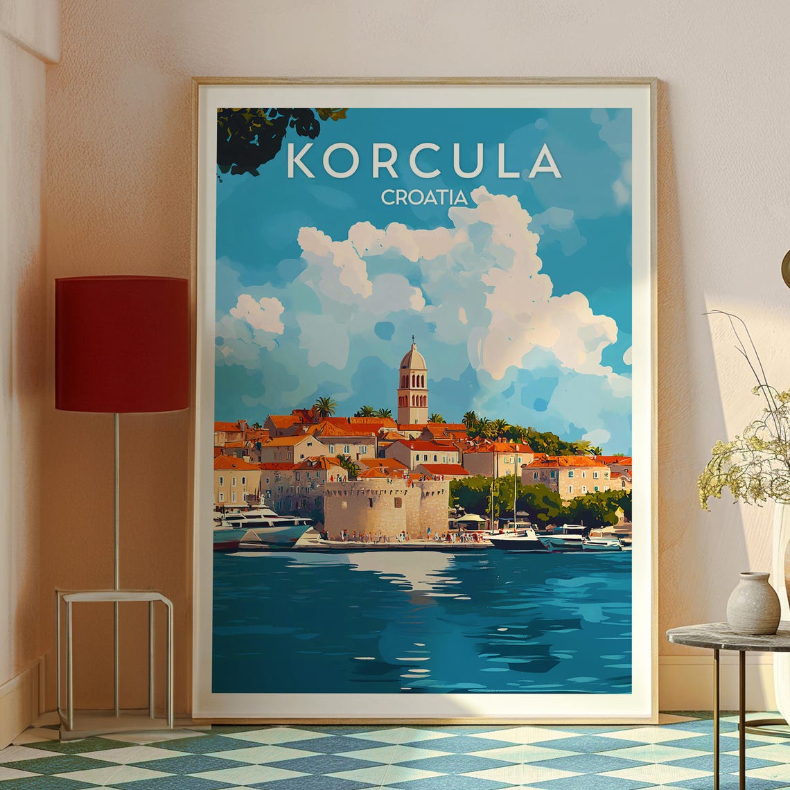 Korcula Croatia Medieval Old Town Island Waterfront Harbor View Poster - Image 2