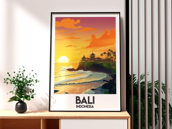 Bali Travel Print Wall Art Beach Poster Surfing Backpacking Gift For Traveller Indonesia