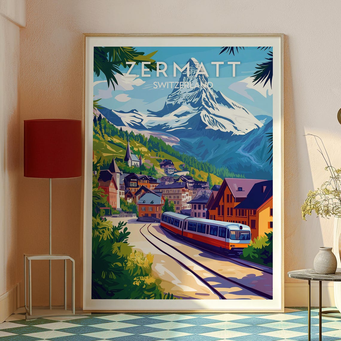 Zermatt Switzerland Matterhorn Village Train Alpine Travel Poster - Image 2