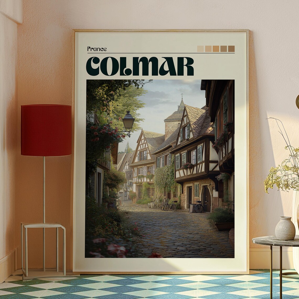 Colmar France Half Timbered Houses Cobblestone Street Fairytale Poster - Image 2