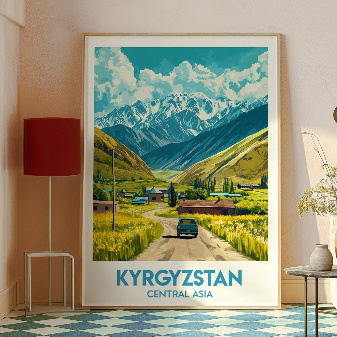 Kyrgyzstan Central Asia Mountain Valley Village Road Trip Poster - Image 2