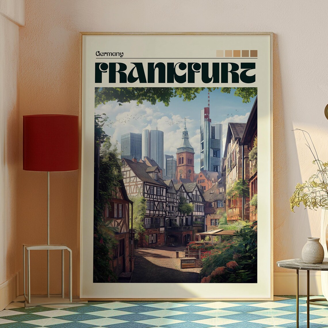 Frankfurt Germany Old Town Timber Houses Skyline Travel Poster - Image 2