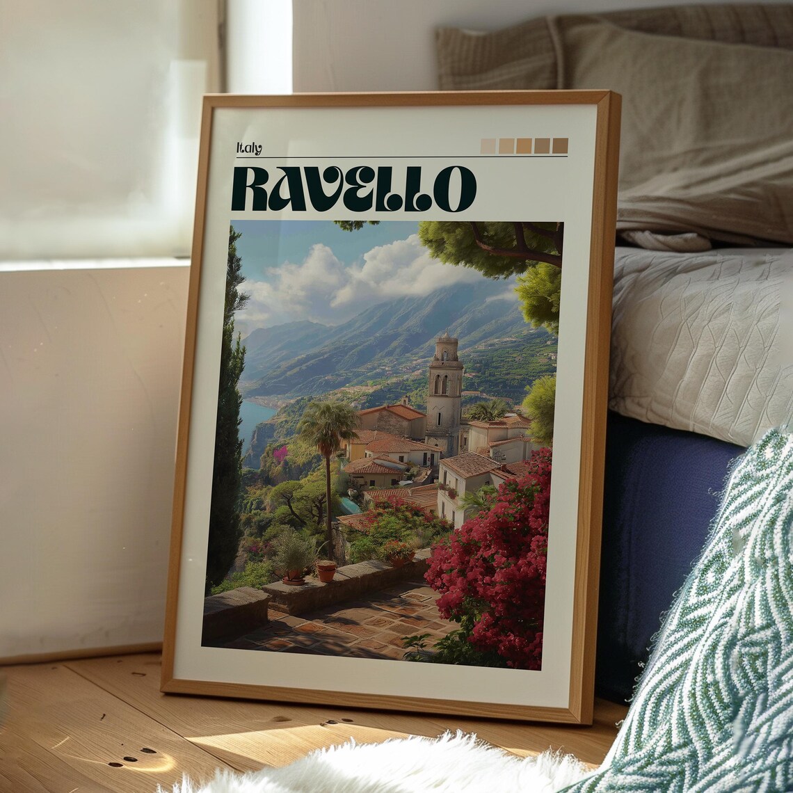 Ravello Italy Amalfi Cliffside Village Church Tower Travel Poster - Image 3