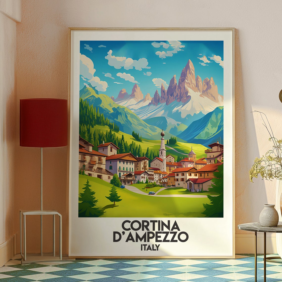 Cortina d Ampezzo Italy Dolomites Alpine Town Peaks Travel Poster - Image 2