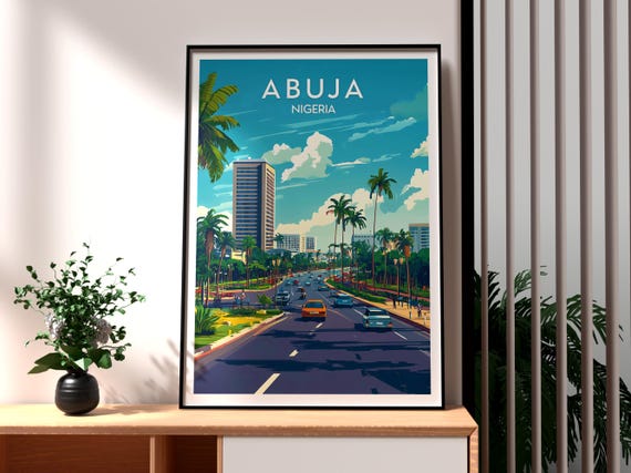 Abuja Poster Nigeria Print Travel Wall Art Africa African Wildlife City