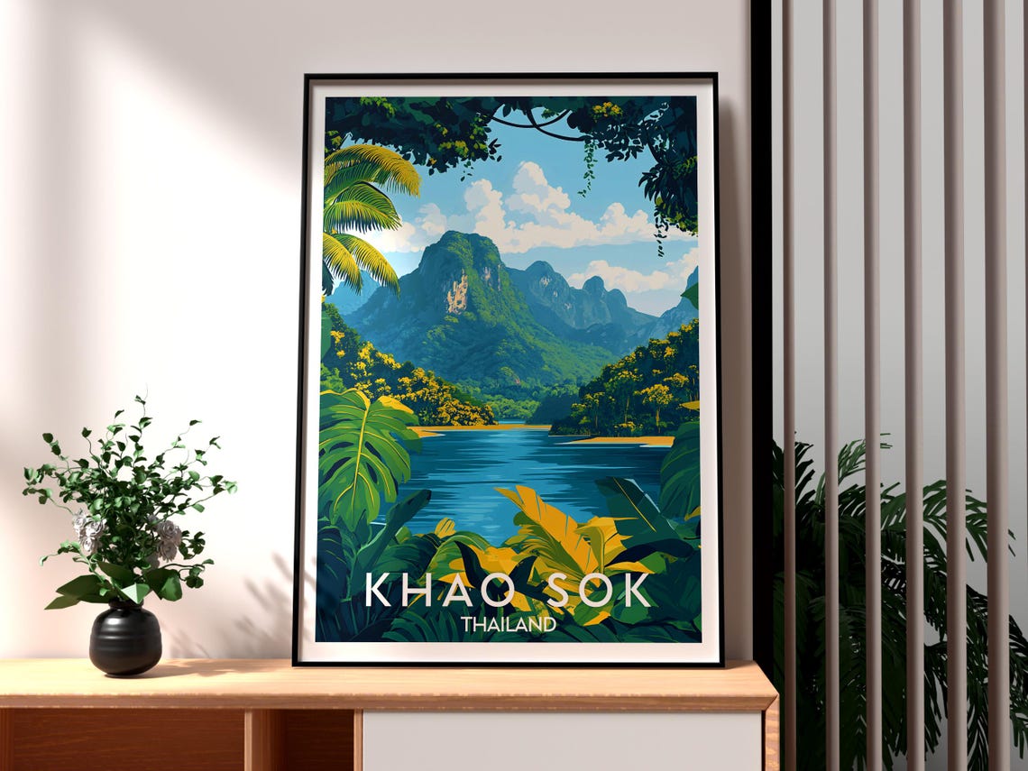 Khao Sok Thailand Limestone Karsts Lake Jungle Rainforest Poster