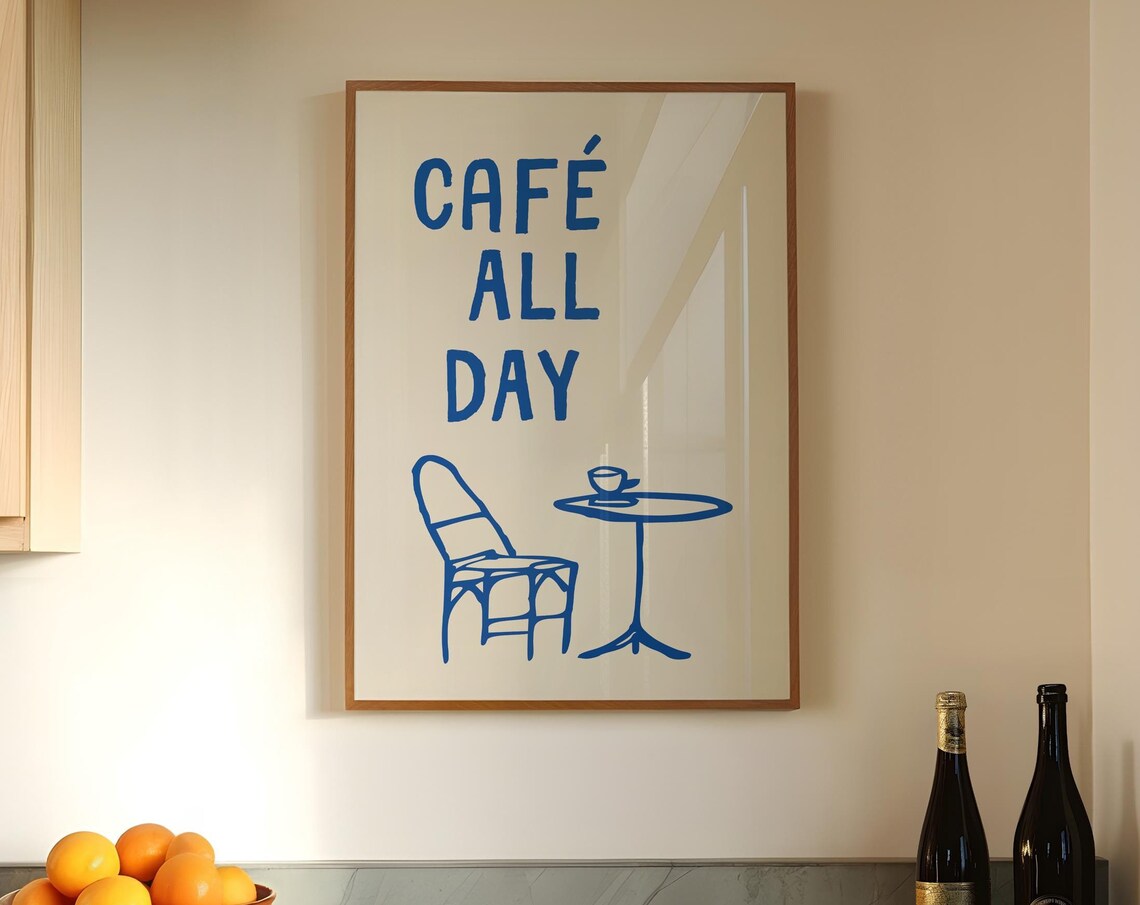 Retro Cafe Kitchen Art Print, Cute Coffee Decor