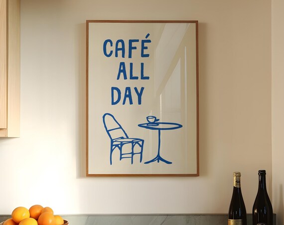 Retro Cafe Kitchen Art Print, Cute Coffee Decor