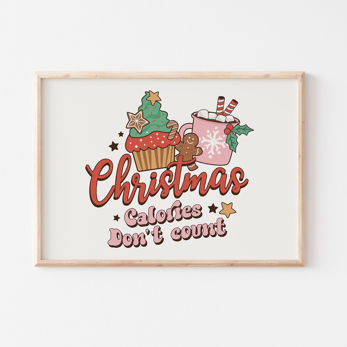 Christmas Calories Don't Count Retro Holiday Treats Decor Poster